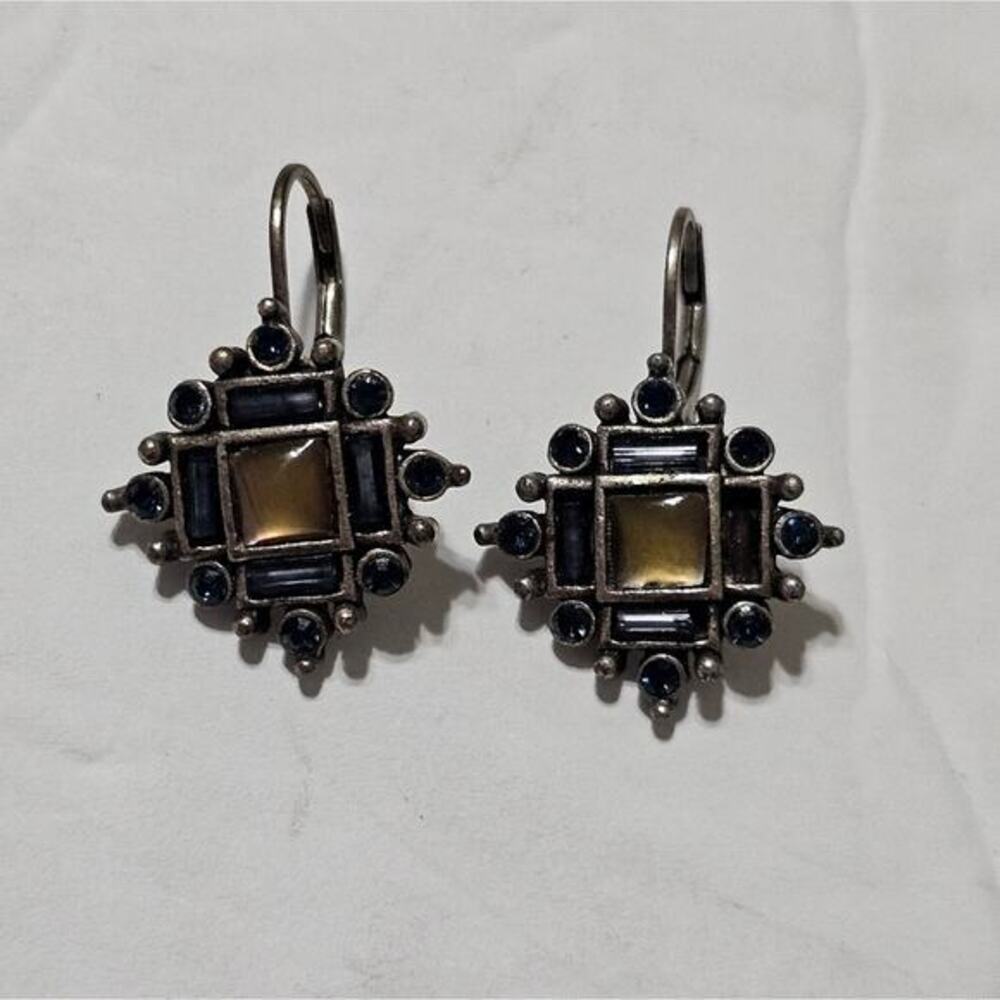 J. Crew Art Deco Baguette Starburst Leverback‎ Earrings